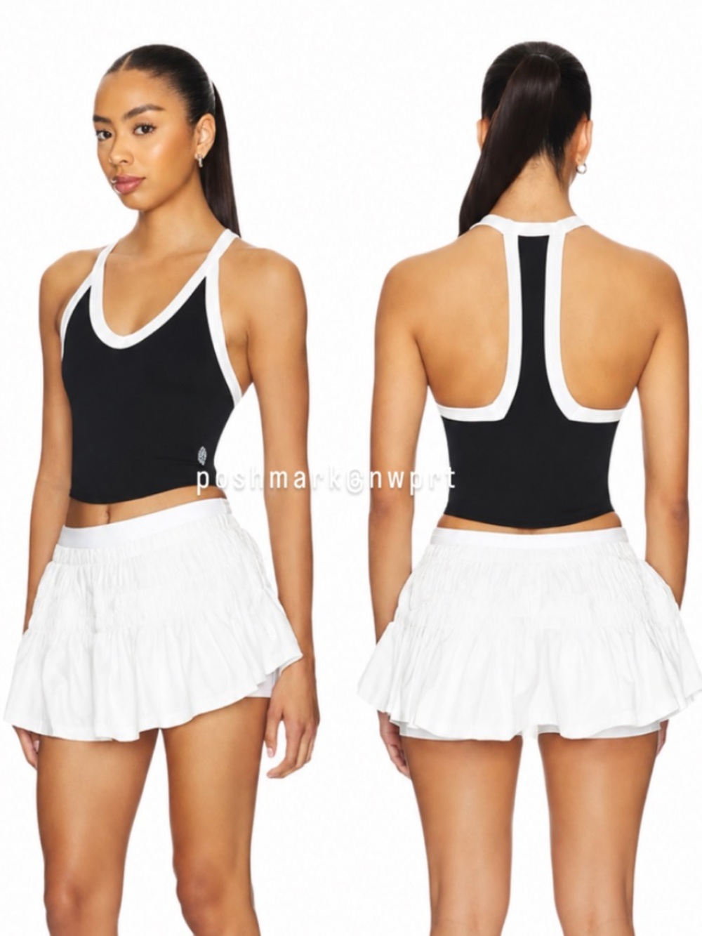 FREE PEOPLE Movement All Clear Sport Tank Top Black White Racerback Crop XS/S